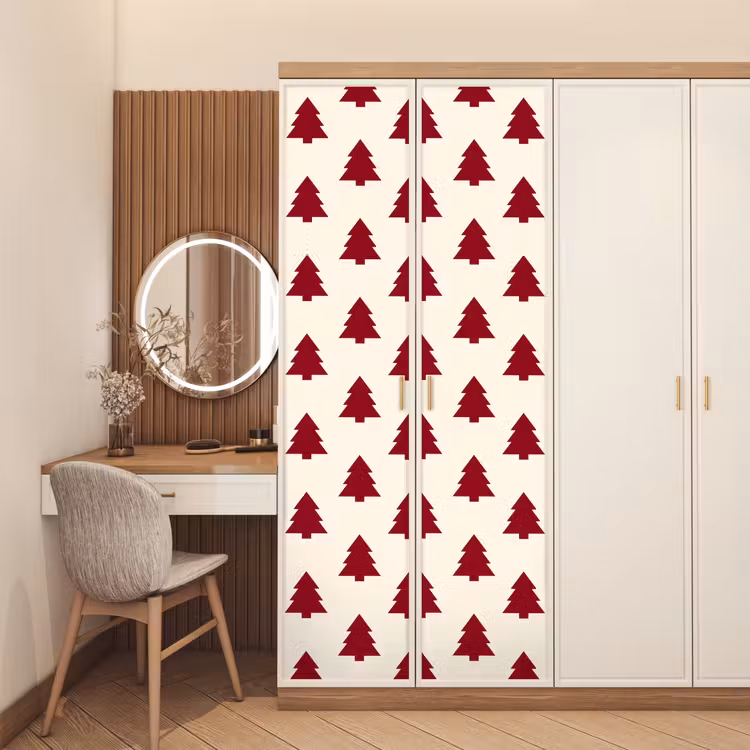 Türtapete - Weihnachtsbaum – Creme – Rot — 4