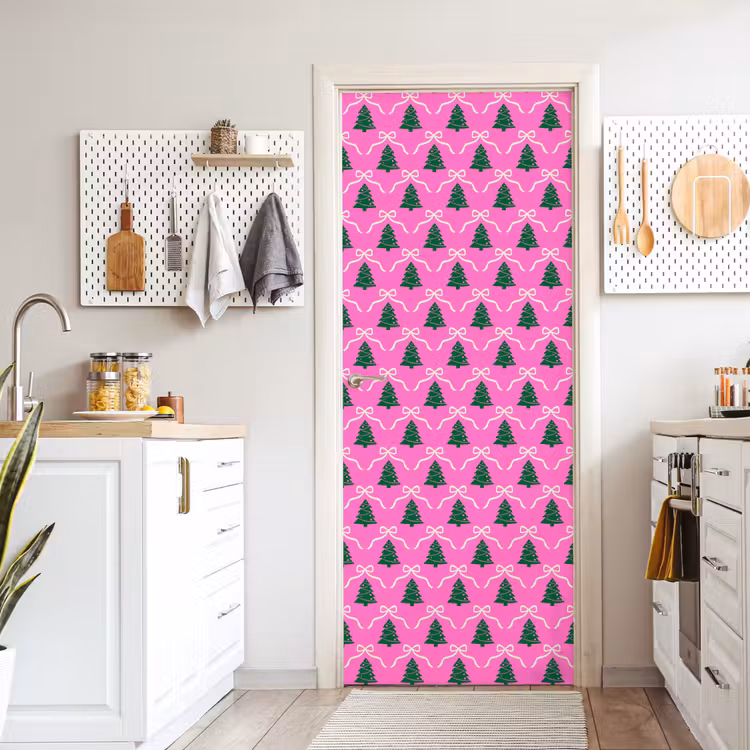 Türtapete - Weihnachten – Rosa – Weiß – Schleife — 6