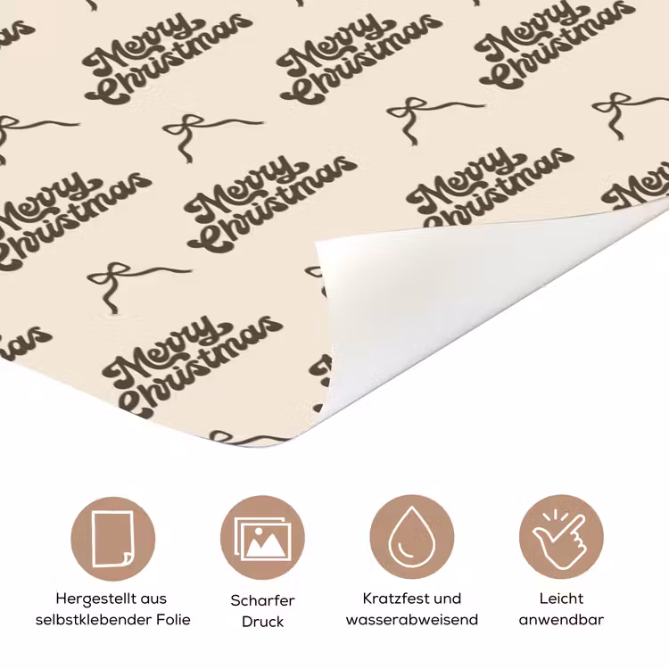 Türtapete - Text – Braun – Creme – Schleife — 5