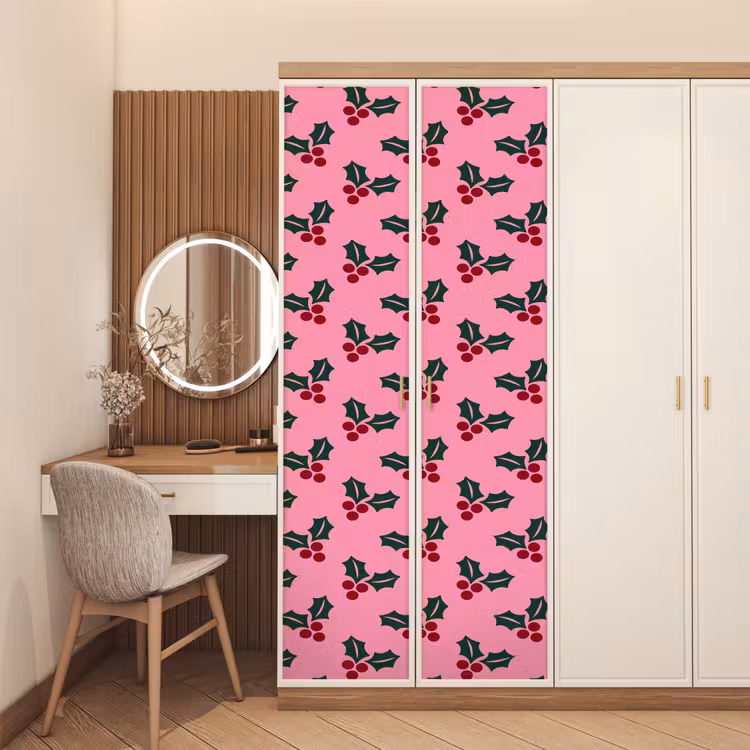 Türtapete - Rosa – Weihnachten – Stechpalme — 4