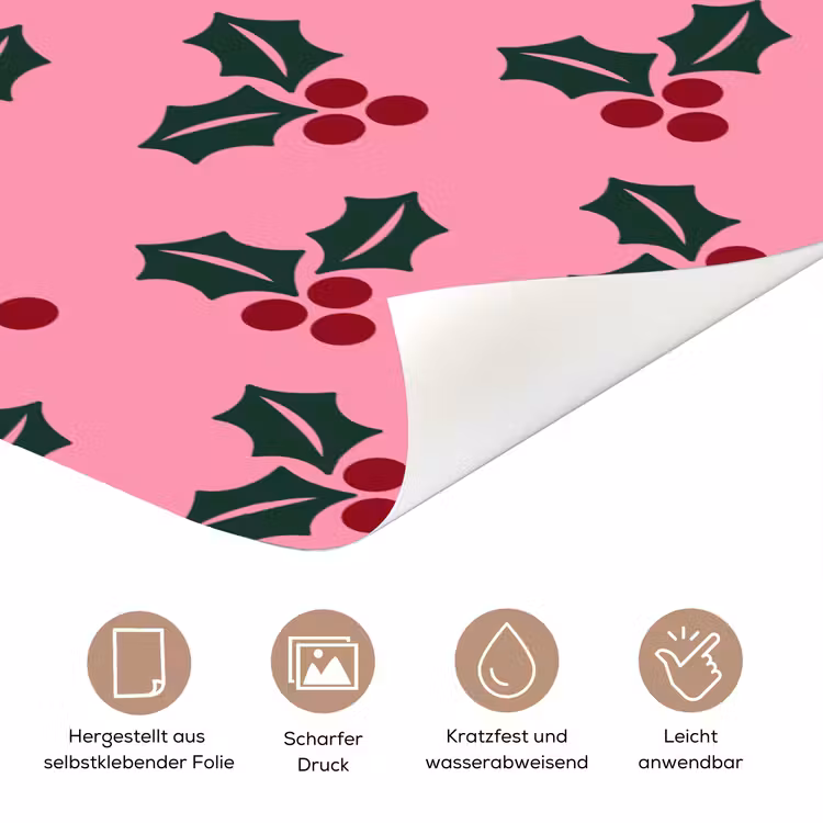 Türtapete - Rosa – Weihnachten – Stechpalme — 5