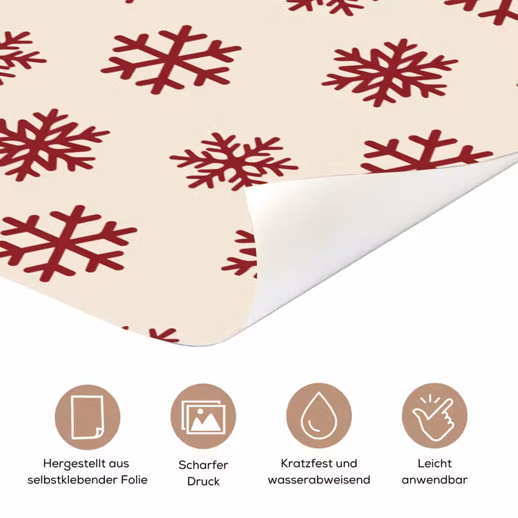 Türtapete - Schneeflocke – Creme – Rot — 5