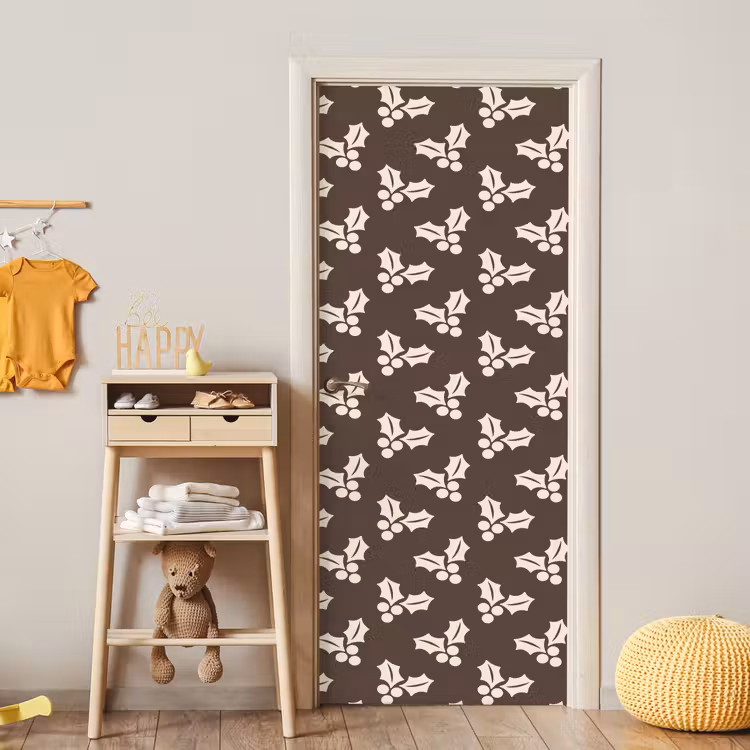 Türtapete - Stechpalme – Braun – Weihnachten — 8