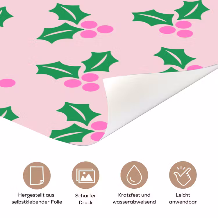 Türtapete - Weihnachten – Stechpalme – Rosa — 5