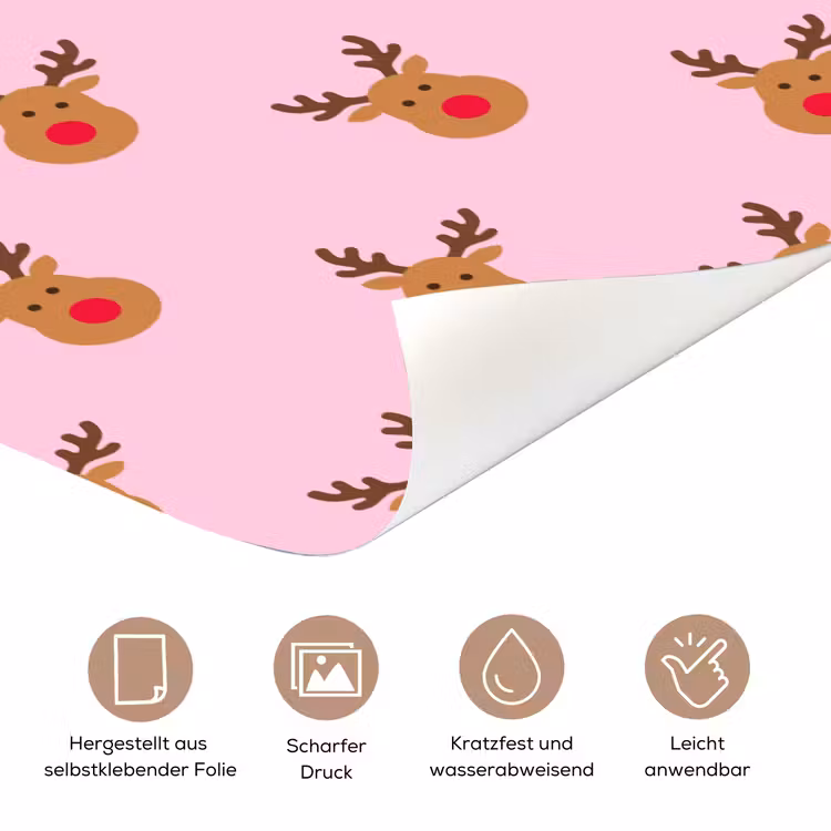 Türtapete - Rentiere – Weihnachten – Rosa – Rot — 5