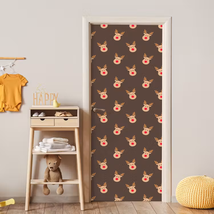 Türtapete - Weihnachten – Rentiere – Braun — 8