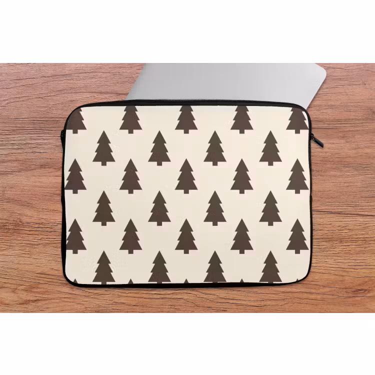 Laptop hülle - Weihnachtsbaum – Creme – Grau — 2
