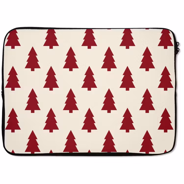 Laptop hülle - Weihnachtsbaum – Creme – Rot — 1