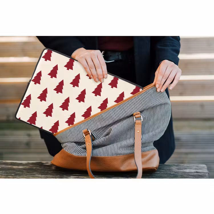 Laptop hülle - Weihnachtsbaum – Creme – Rot — 4