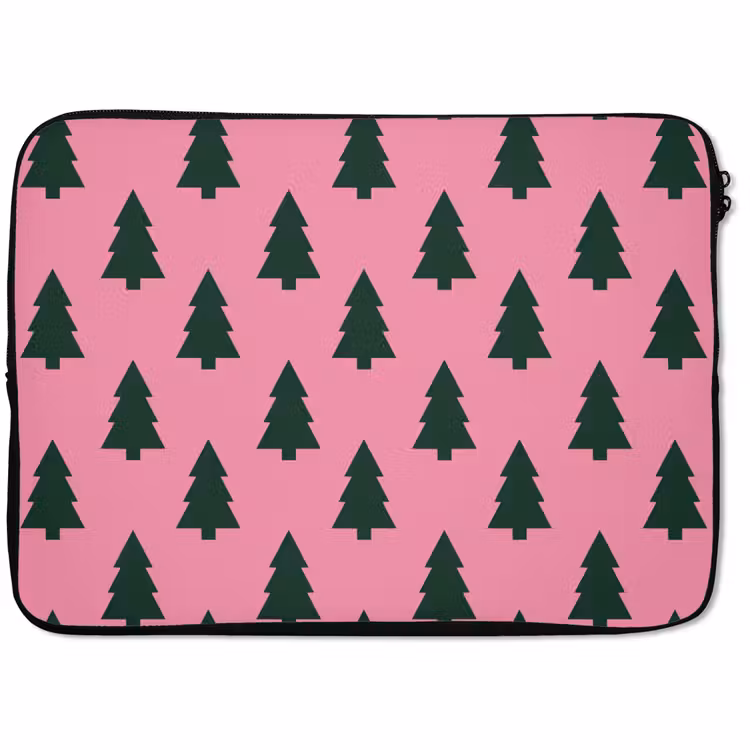 Laptop hülle - Weihnachtsbaum – Rosa – Grün — 1
