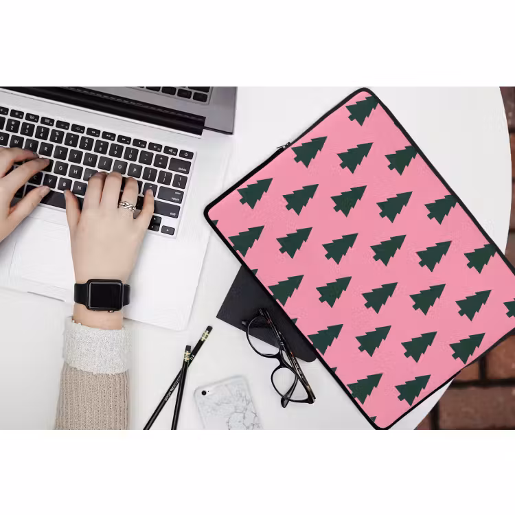 Laptop hülle - Weihnachtsbaum – Rosa – Grün — 3