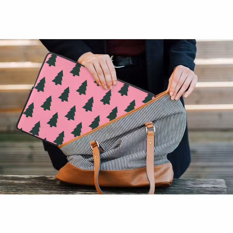 Laptop hülle - Weihnachtsbaum – Rosa – Grün — 4