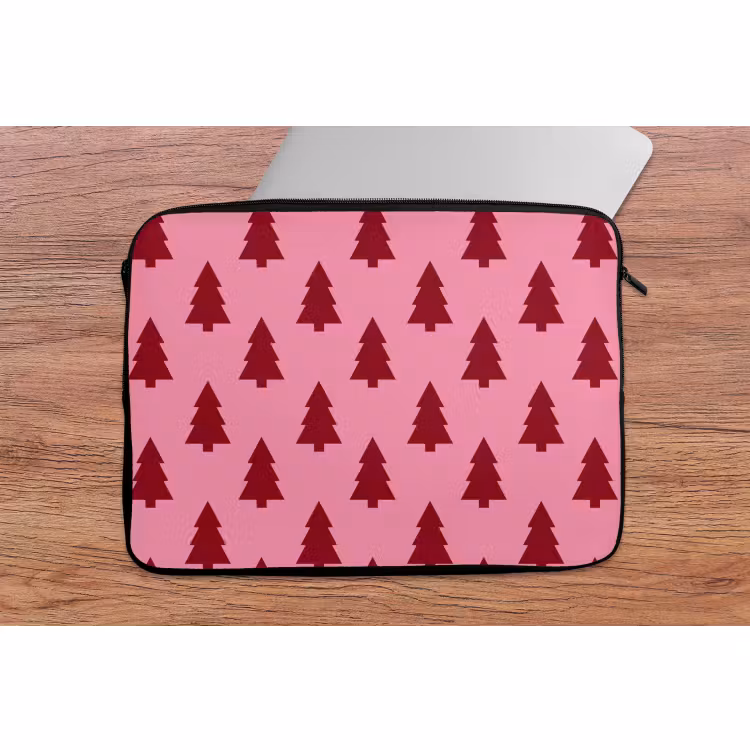 Laptop hülle - Weihnachtsbaum – Rot – Rosa — 2
