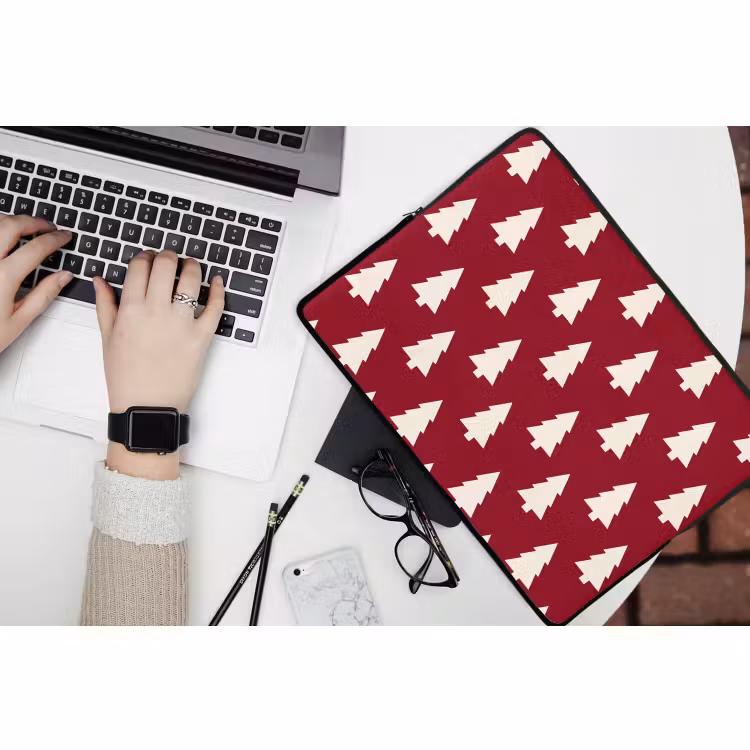 Laptop hülle - Weihnachtsbaum – Rot – Weiß — 3