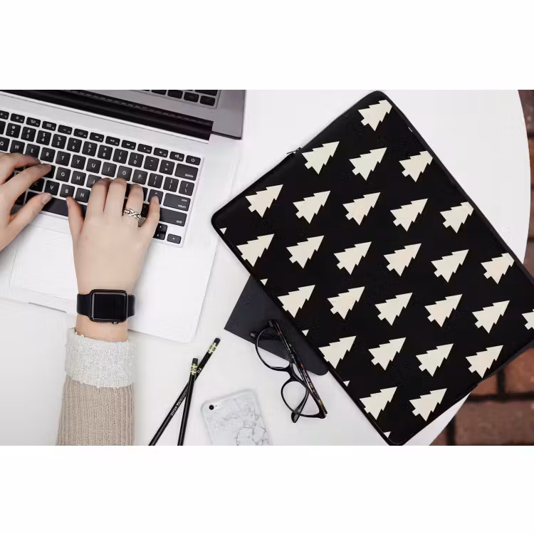 Laptop hülle - Weihnachtsbaum – Schwarz – Weiß — 3