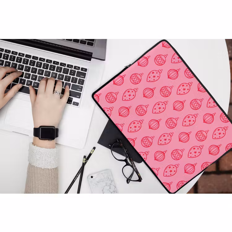 Laptop hülle - Weihnachtskugel – Rosa – Rot — 3