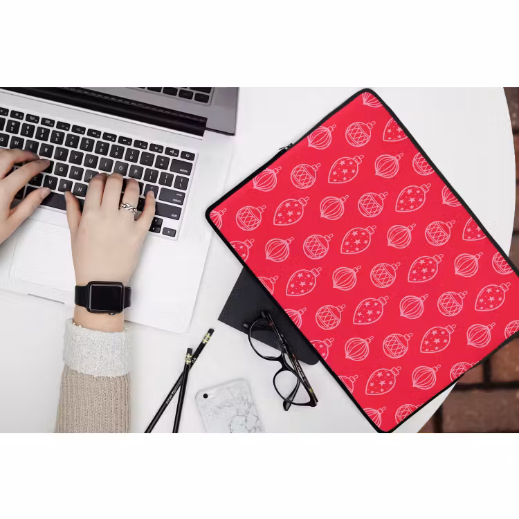 Laptop hülle - Weihnachtskugel – Rot – Rosa — 3