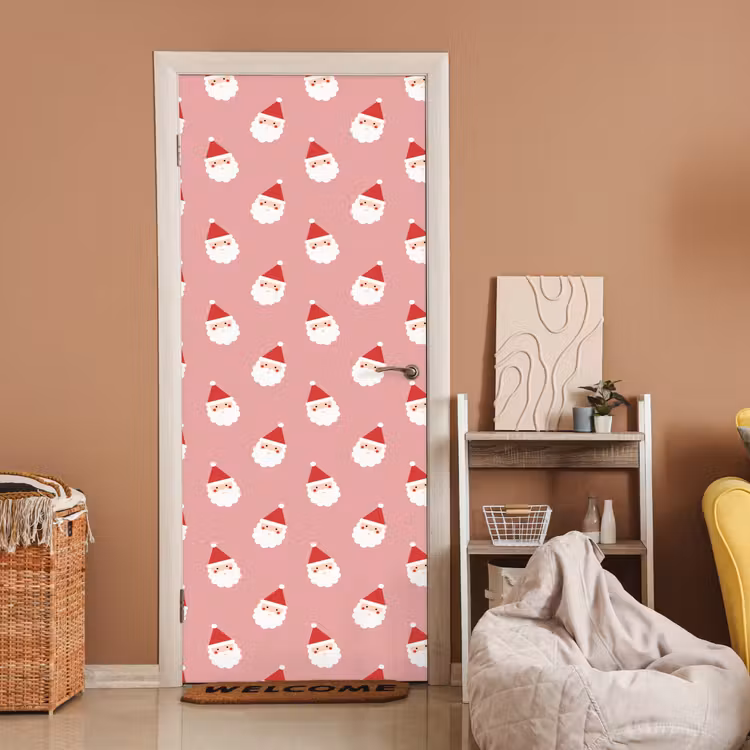 Türtapete - Weihnachten – Weihnachtsmann – Rosa — 2