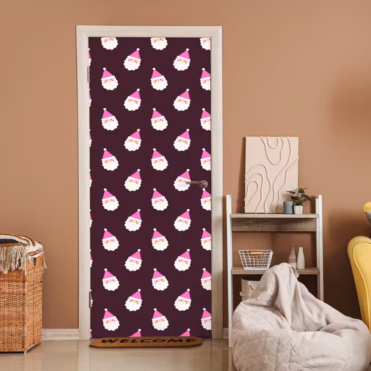 Türtapete - Weihnachtsmann – Weihnachten – Rosa – Burgunderrot — 2