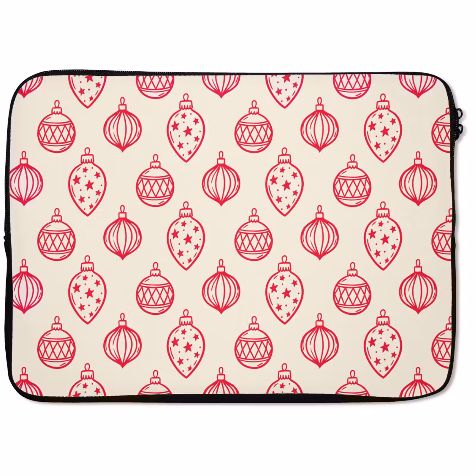 Laptop hülle - Weihnachtskugel – Creme – Rot — 1