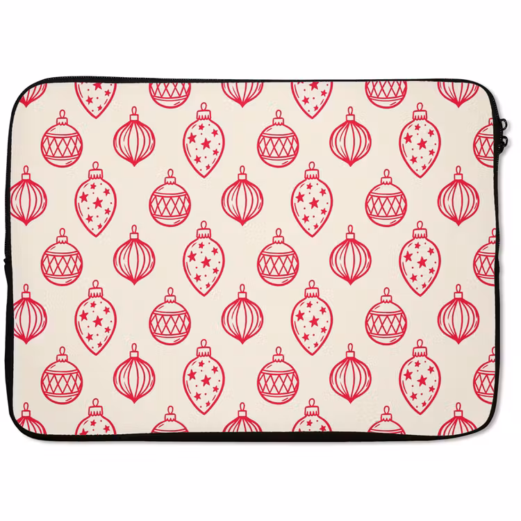 Laptop hülle - Weihnachtskugel – Creme – Rot — 1