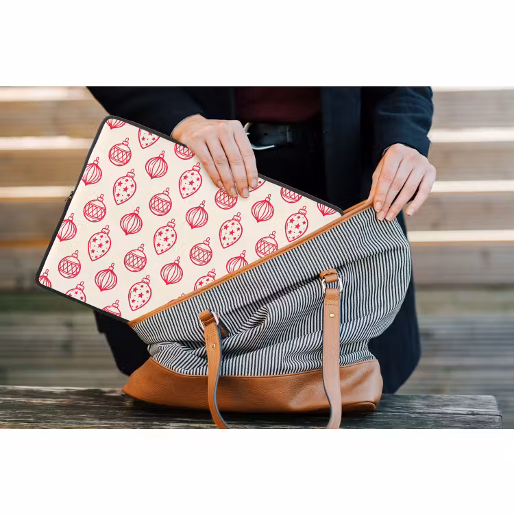 Laptop hülle - Weihnachtskugel – Creme – Rot — 4