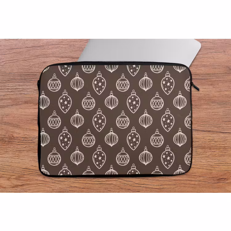 Laptop hülle - Weihnachtskugel – Grau – Cremefarben — 2