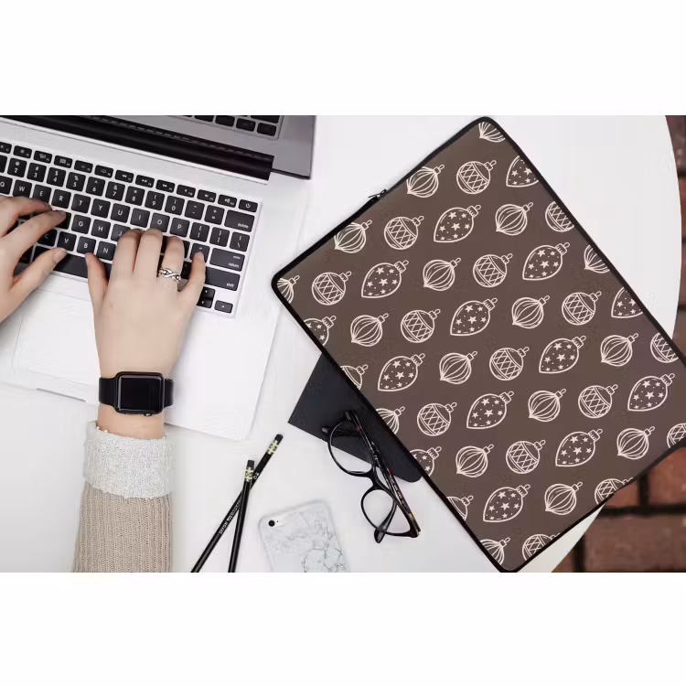 Laptop hülle - Weihnachtskugel – Grau – Cremefarben — 3