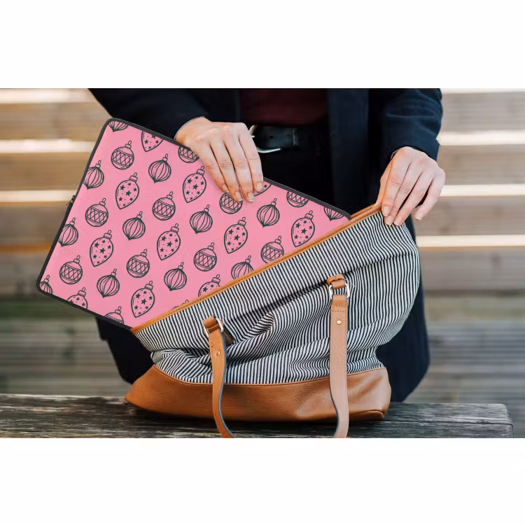 Laptop hülle - Weihnachtskugel – Grün – Rosa — 4