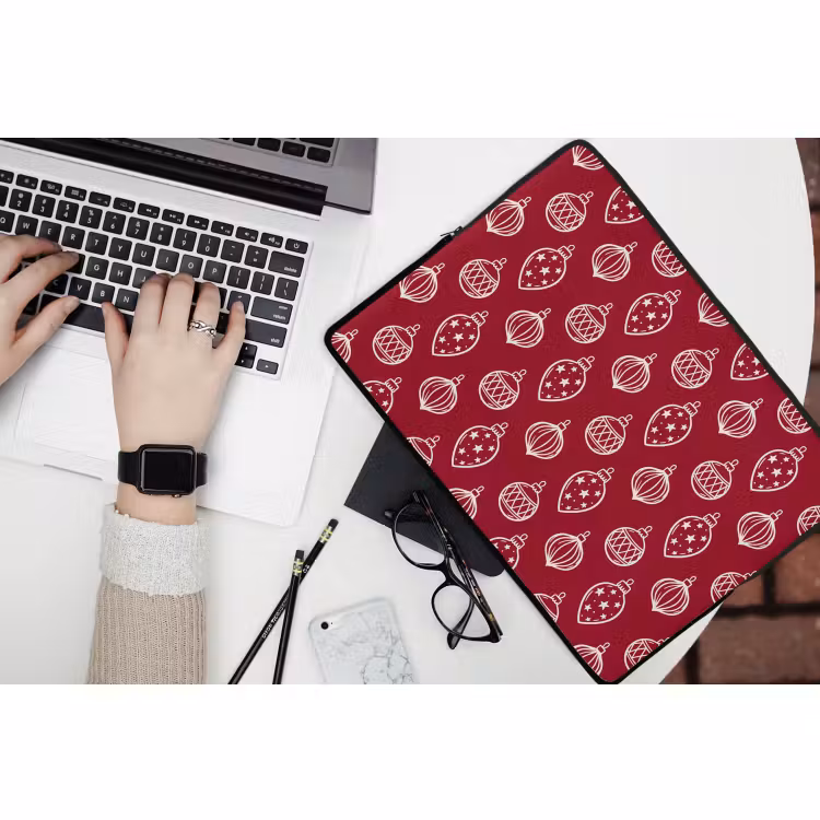 Laptop hülle - Weihnachtskugel – Rot – Cremefarben — 3