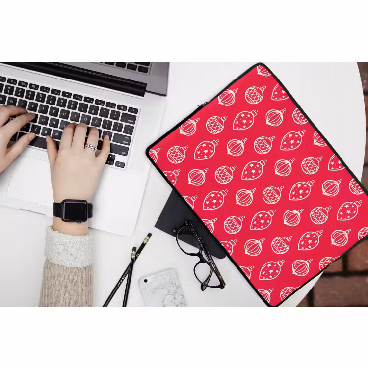 Laptop hülle - Weihnachtskugel – Rot – Weiß — 3