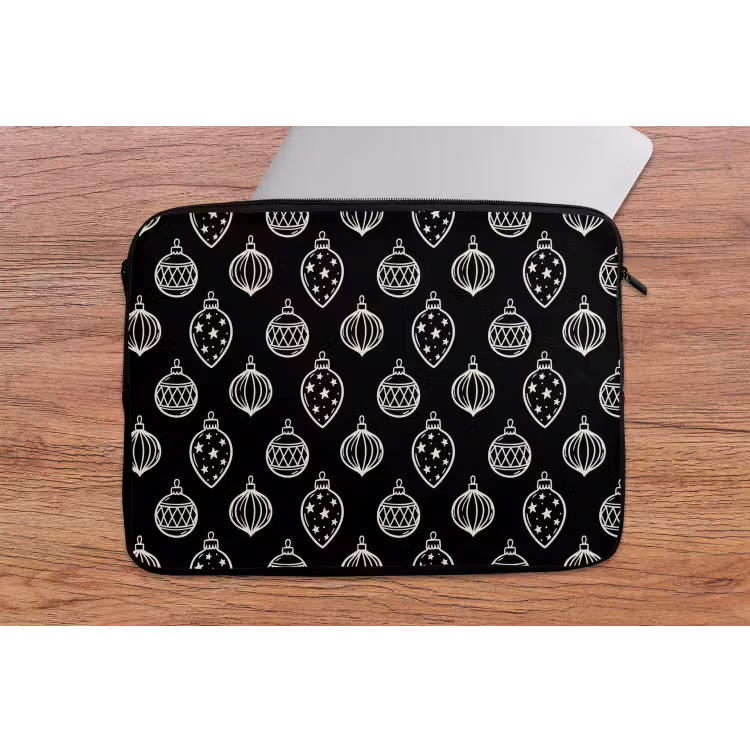 Laptop hülle - Weihnachtskugel – Weiß – Schwarz — 2