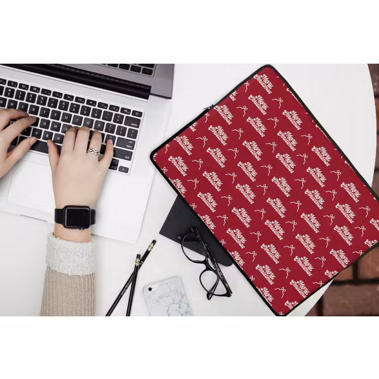 Laptop hülle - Text – Rot – Weiß – Schleife — 3