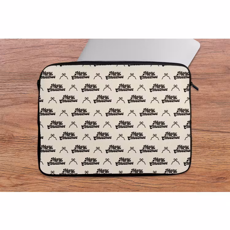Laptop hülle - Text – Creme – Schwarz – Weihnachten — 2