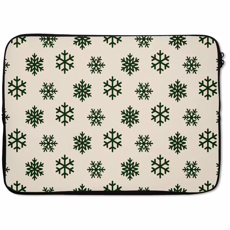 Laptop hülle - Schneeflocke – Creme – Grün – Weihnachten — 1
