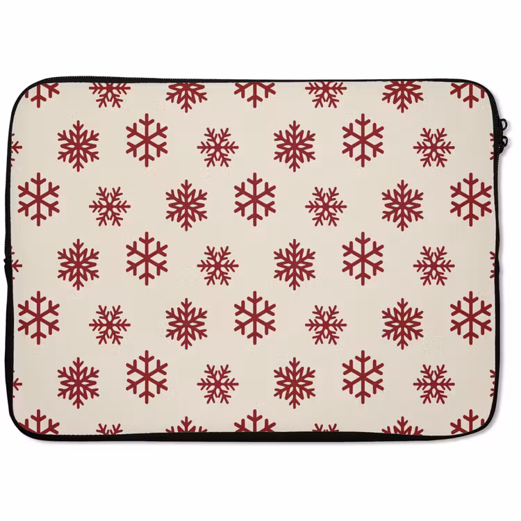 Laptop hülle - Schneeflocke – Creme – Rot — 1