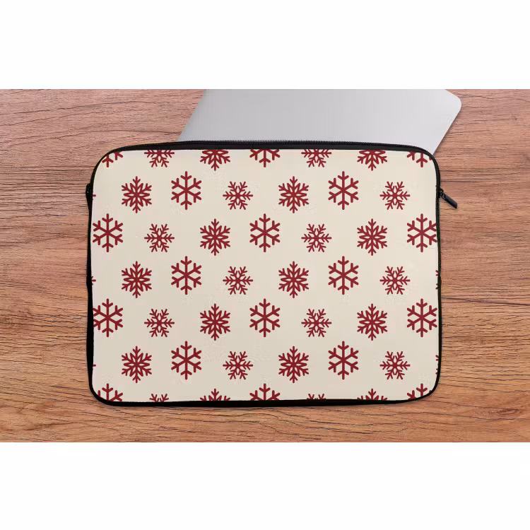 Laptop hülle - Schneeflocke – Creme – Rot — 2