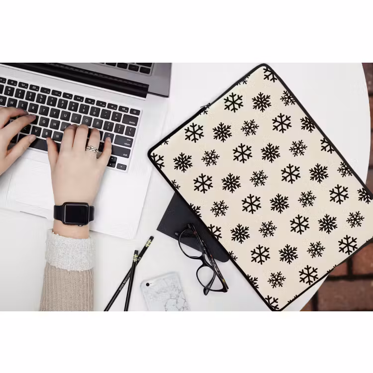 Laptop hülle - Schneeflocke – Creme – Weiß — 3