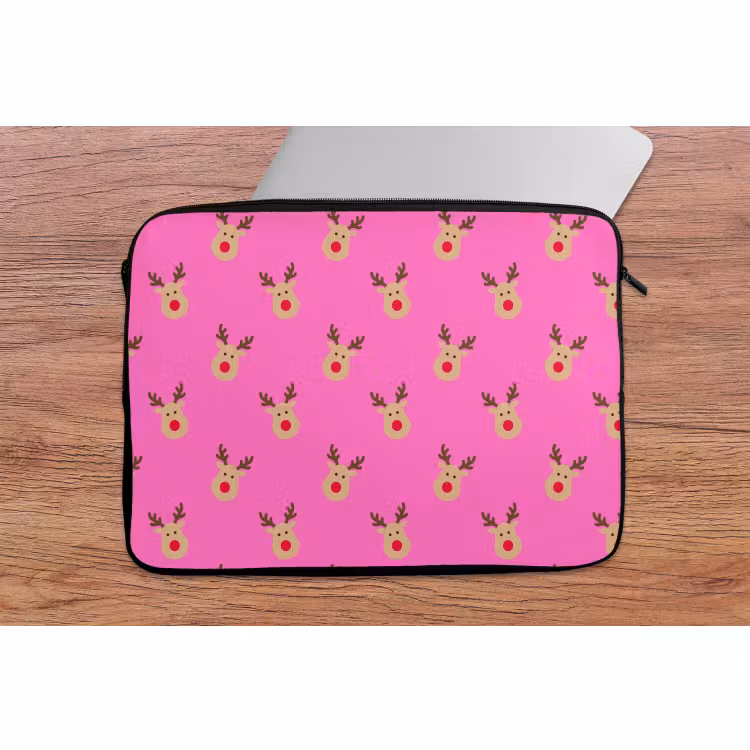 Laptop hülle - Rentiere – Weihnachten – Neon – Rosa — 2