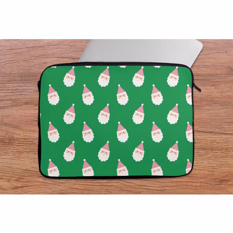 Laptop hülle - Weihnachtsmann – Weihnachten – Rosa – Grün — 2