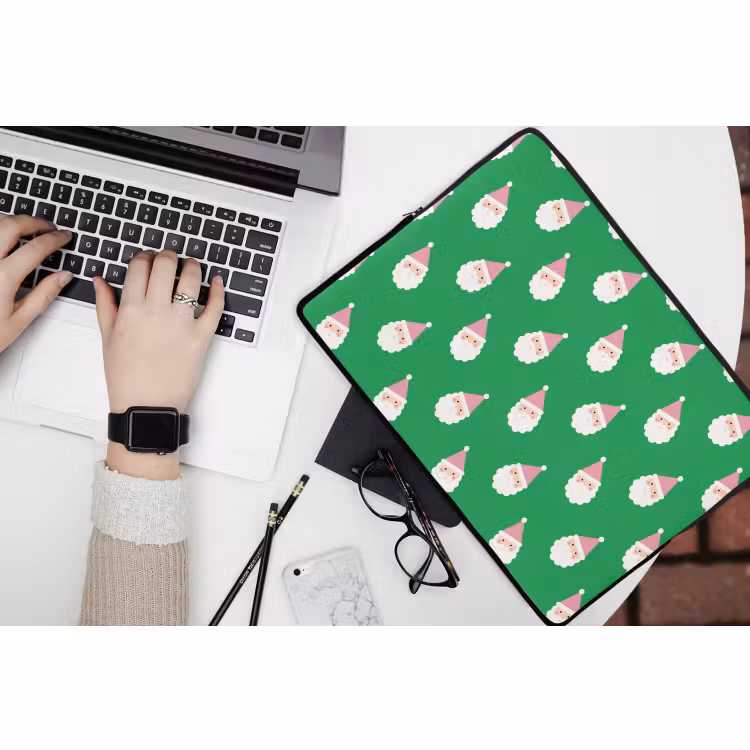 Laptop hülle - Weihnachtsmann – Weihnachten – Rosa – Grün — 3