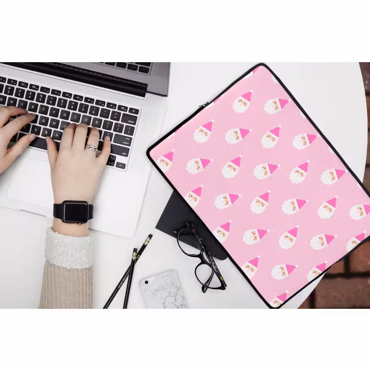 Laptop hülle - Weihnachtsmann – Weihnachten – Rosa – Pastell — 3