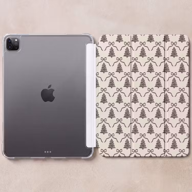 iPad-Hülle - Weihnachten – Taupe – Creme – Schleife — 6