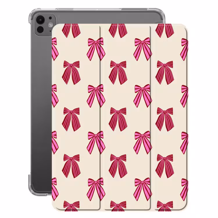 iPad-Hülle - Schleifen – Weihnachten – Rosa – Cremefarben — 1