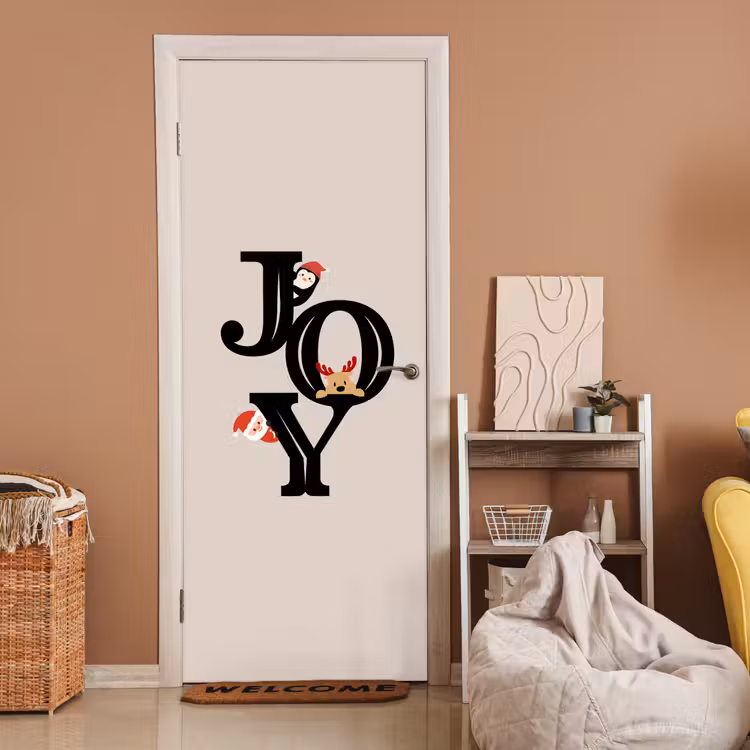 Türtapete - Joy – Animation – Schwarz – Weihnachten — 2