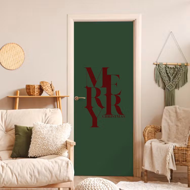 Türtapete - Merry – Text – Grün – Weihnachten — 3