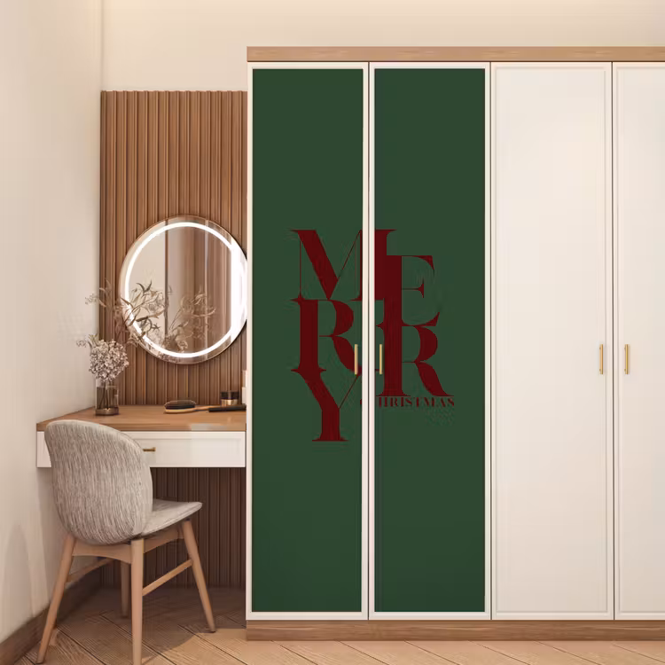 Türtapete - Merry – Text – Grün – Weihnachten — 4