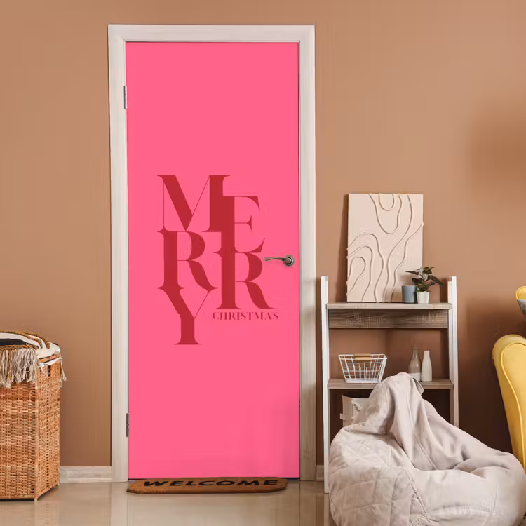Türtapete - Merry – Text – Weihnachten – Rosa — 2