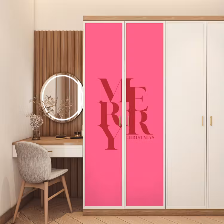 Türtapete - Merry – Text – Weihnachten – Rosa — 4