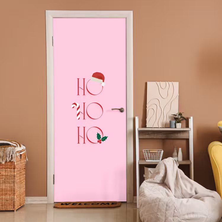 Türtapete - Weihnachten – Text – Rosa – Illustration — 2